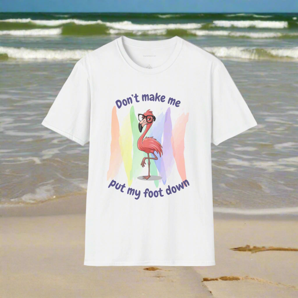 Funny Flamingo T-Shirt, Don't Make Me Put My Foot Down