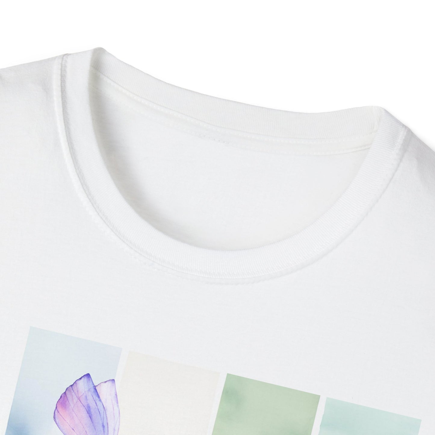 Watercolor Floral Butterfly T-Shirt, Soft Pastel Colors Tee, Unisex Top, Nature Lover Shirt, Spring Fashion Apparel