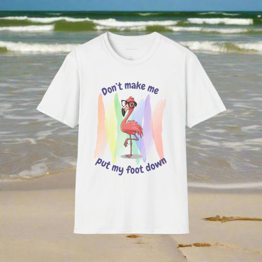 Funny Flamingo T-Shirt, Don't Make Me Put My Foot Down